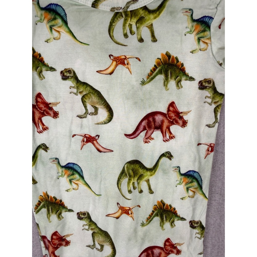 Posh Peanut Dinosaur Bamboo Short Sleeve Romper 6-9 Months Green PP-OHO20-17249 - Picture 2 of 5